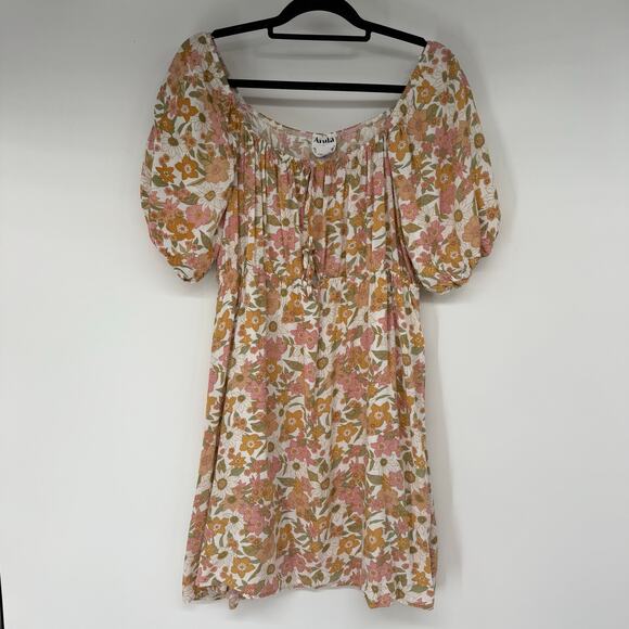 ARULA Dresses & Skirts - Arula Floral Print Mini Dress Women's Size A US 14-16 Multi Puff Sleeve Babydoll